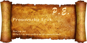 Presovszky Erik névjegykártya